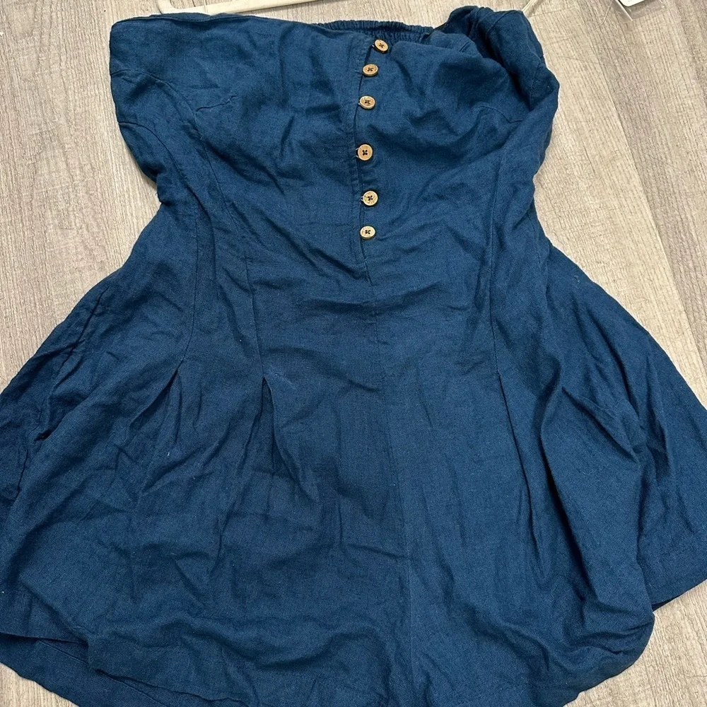Free People Strapless Sailor Blue Romper - Picture 5 of 11